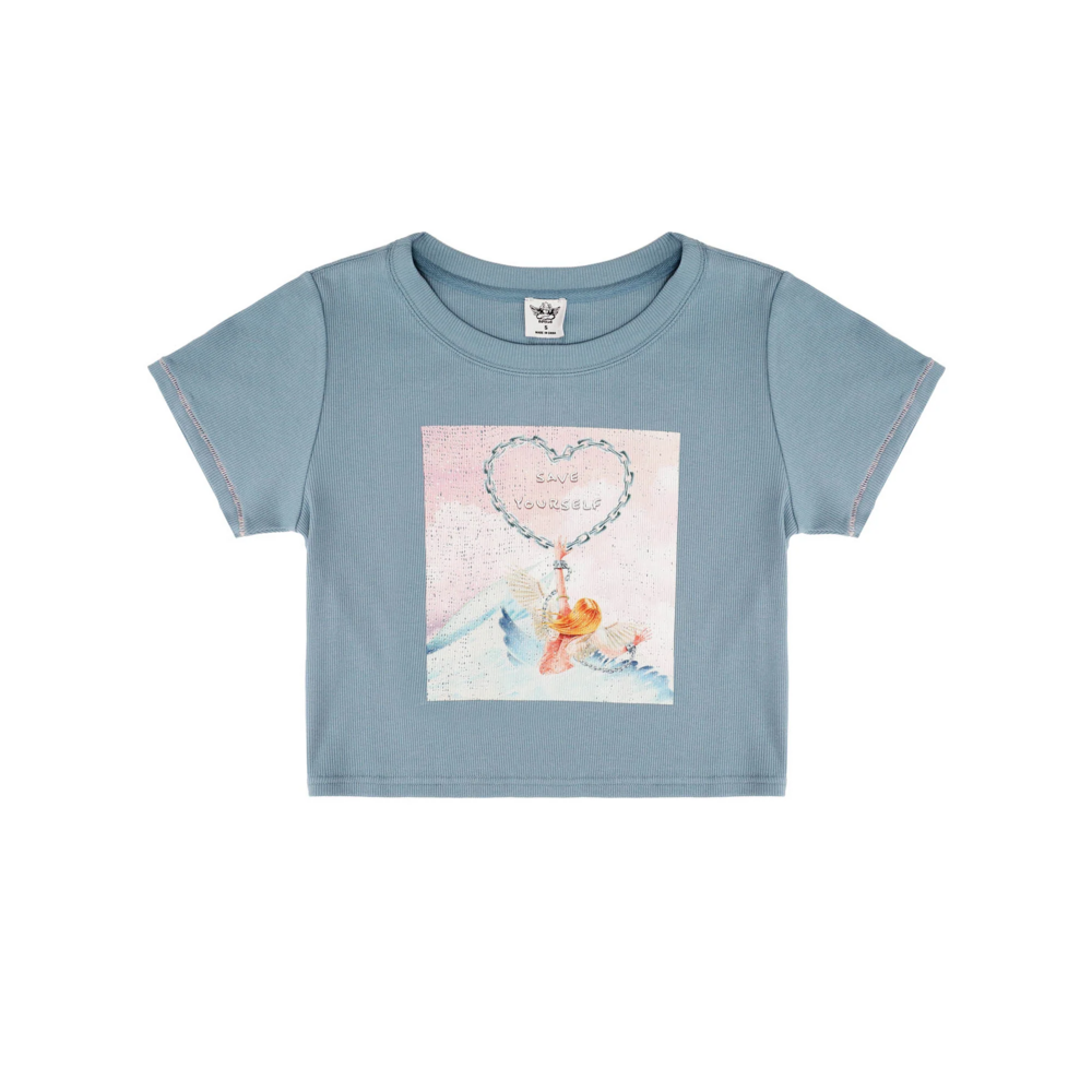 Boys Lie Break Free Crop Tee in Blue
